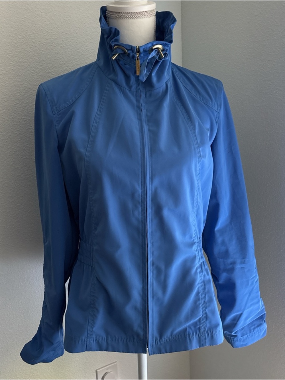 St. John Bright Blue Utility Jacket with High Collar
